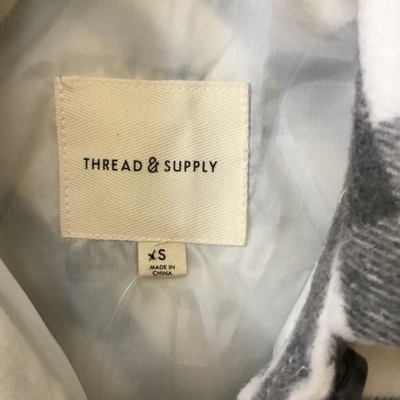 Thread & Supply Grey White Plaid Button Lined Jacket - Picture 3 of 15